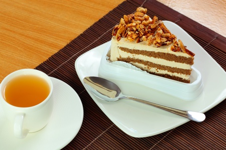 Almond cake and tea の写真素材