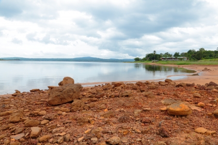 Along the shore of the reservoir の写真素材