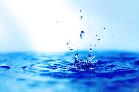 Water drops on the clear water 