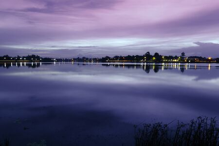 Night scenery along the river の写真素材
