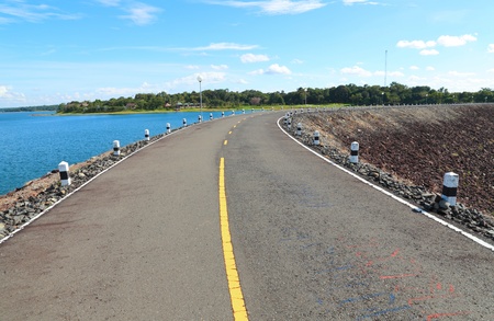 Road on dam の写真素材