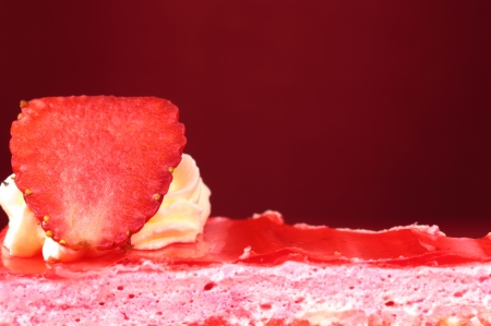 Strawberry close-up on the cake.の写真素材