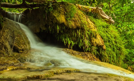 Erawan waterfall in Kanchanaburi, Thailandの写真素材