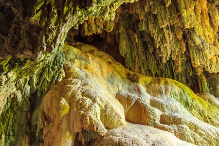 Limestone caves in Erawan Waterfall, Kanchanaburi Thailandの写真素材