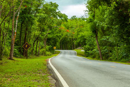 Road a mountain waterfall Erawan, Kanchanaburi の写真素材
