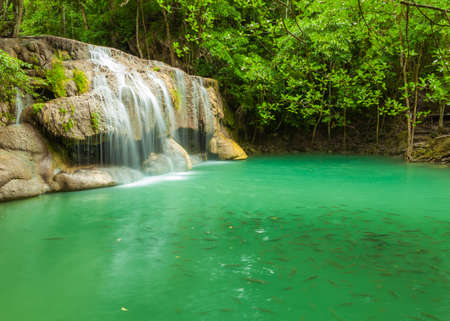 Erawan waterfall in Kanchanaburi, Thailand level 2 の写真素材