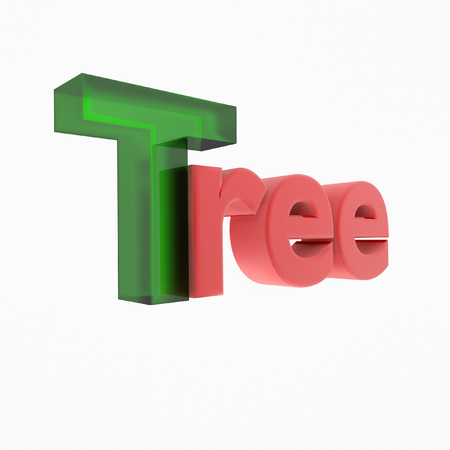Tree with beautiful 3d text.の写真素材