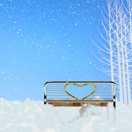 3d concept with chairs in the snow.の写真素材