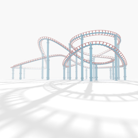 3d roller coaster in the background white.の写真素材