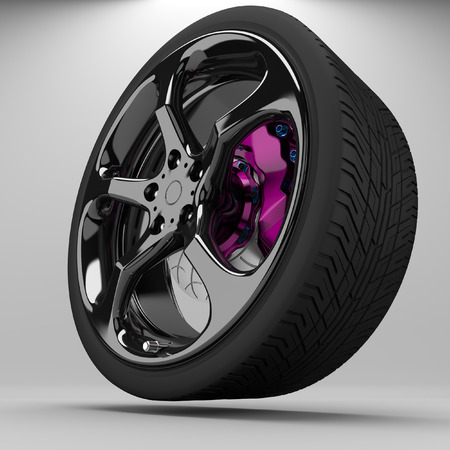 3d wheel racing in the white background.の写真素材