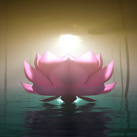 3d lotus in the mist の写真素材