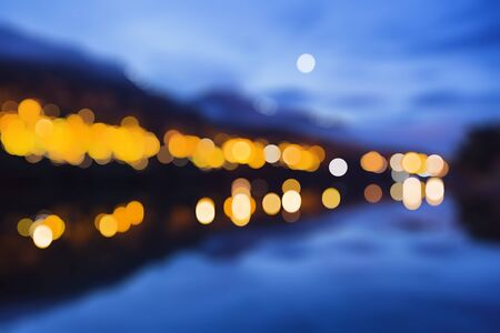 Scenic road along the river in the morning lens blur.の写真素材