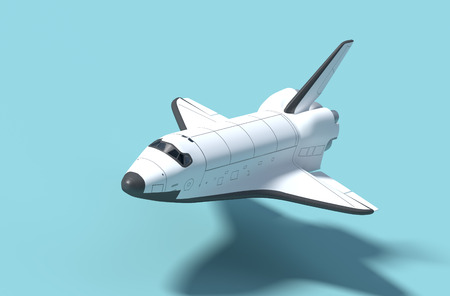 Space Shuttle flight in a light blue background 3d model rendering.の写真素材