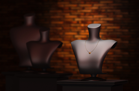 Focus light mannequin jewelry in the background 3d rendering.の写真素材