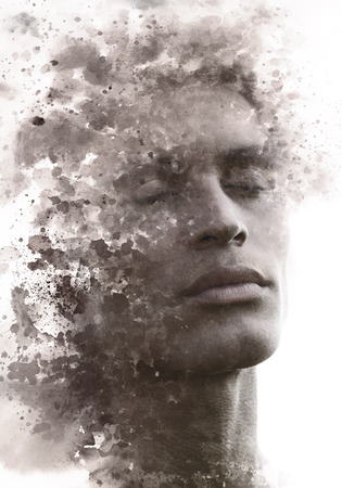 Paintography. Portrait photography blends with original artworkの写真素材