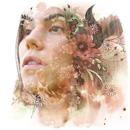 Paintography. Female portrait and handmade art