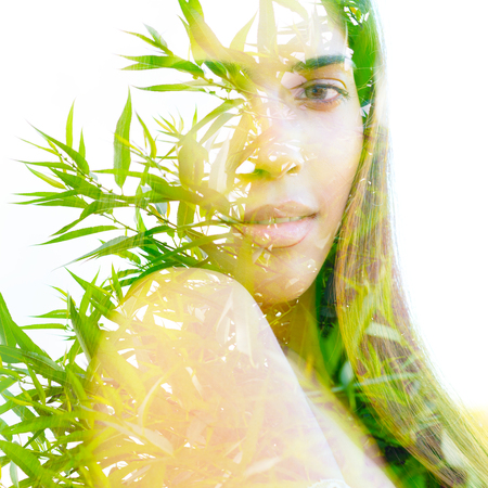 Hair combines with bright green leaves