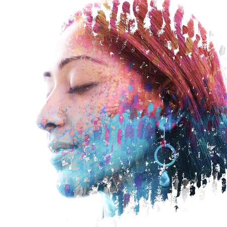 Portrait photography blends in with original artwork