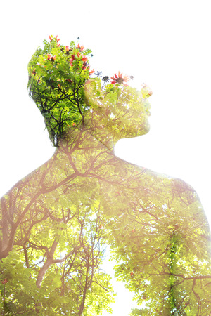 Harmonious growth between living beings and environmentの写真素材