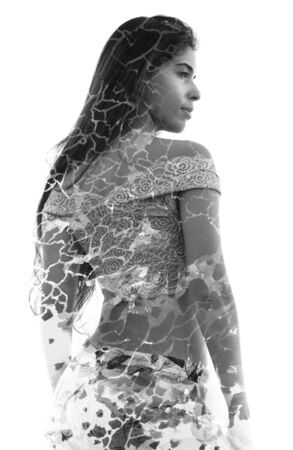 Paintography. Abstract painting combined with a portraitの写真素材