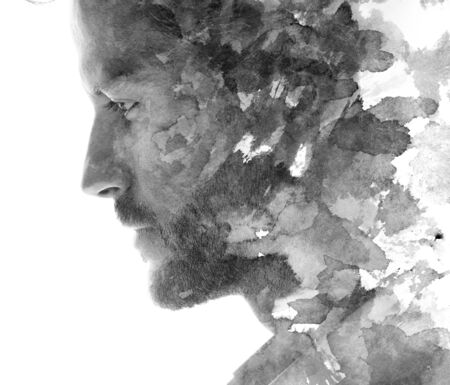 Paintography portrait of a young manの写真素材