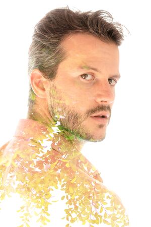 Creative surreal double exposure portrait