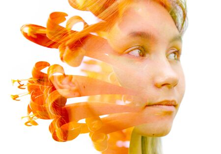 Surreal creative double exposure portrait