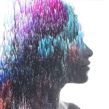 A portrait combined with a digital illustrationの写真素材