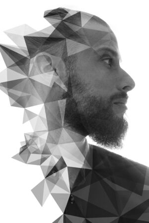 A portrait combined with a digital illustrationの写真素材