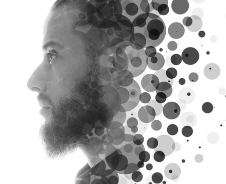 A portrait combined with a digital illustrationの写真素材