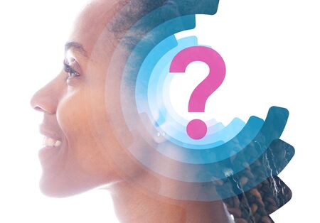 A portrait combined with a digital illustrationの写真素材