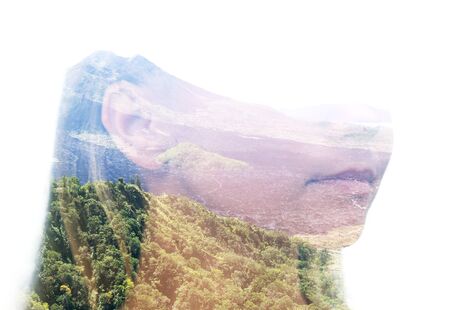 Surreal creative double exposure portraitの写真素材