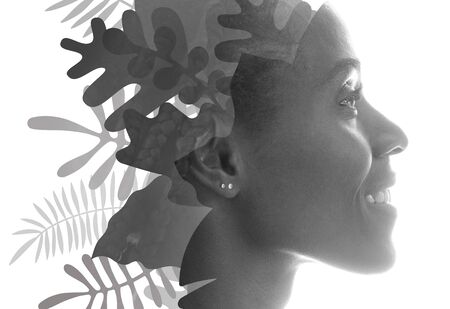 A portrait combined with a digital illustrationの写真素材