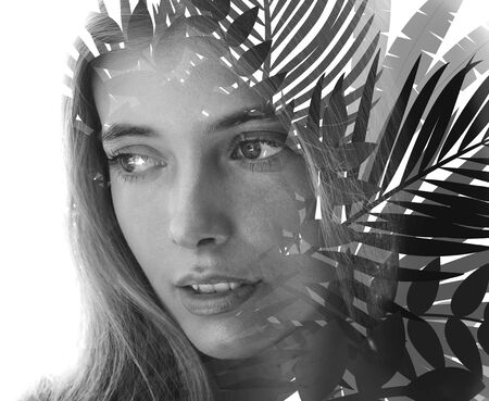 Paintography. A portrait combined with a paintingの写真素材