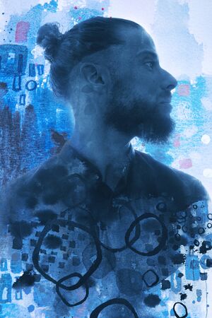 Paintography. A portrait combined with a painting