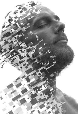 A man portrait combined with a digital illustrationの写真素材