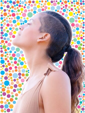 A portrait combined with digital graphicsの写真素材