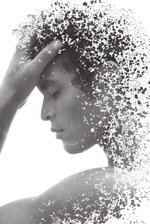 A woman portrait combined with a digital illustrationの写真素材