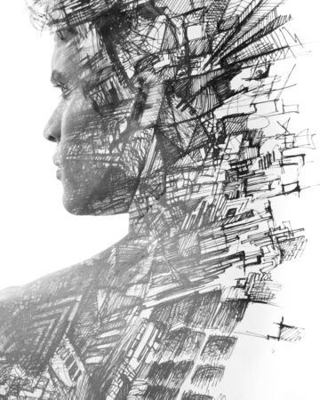 Paintography. A portrait combined with a painting