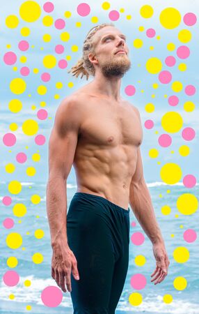 A portrait combined with digital graphicsの写真素材