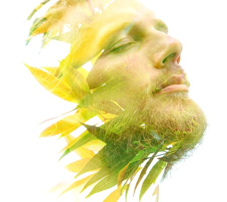 Creative portrait created as a result of combining two photographs