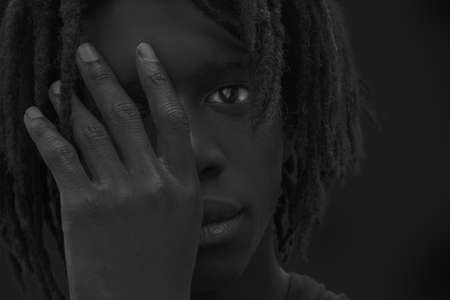 A portrait on black backgroundの写真素材