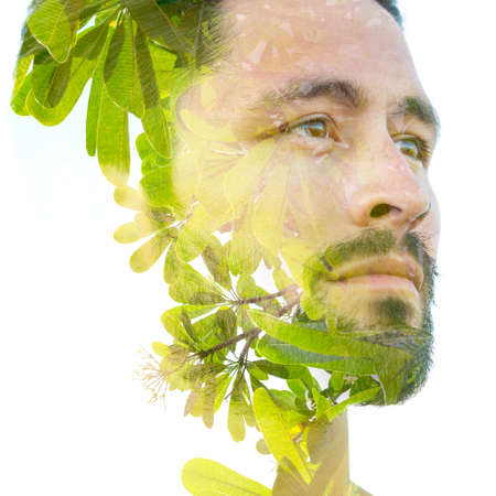 Surreal creative double exposure portrait