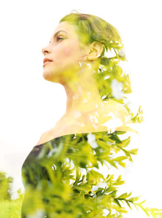 Surreal creative double exposure portrait
