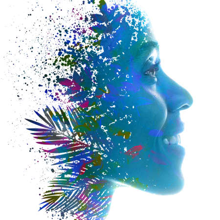 A portrait combined with a digital illustration