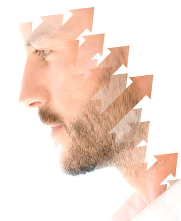 Portrait combined with a digital illustrationの写真素材