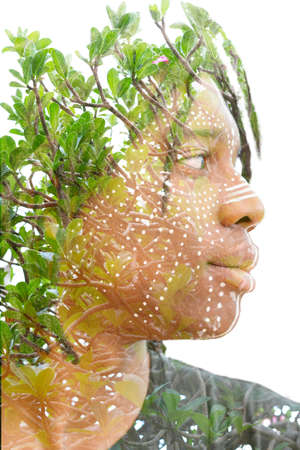 Surreal creative double exposure portrait