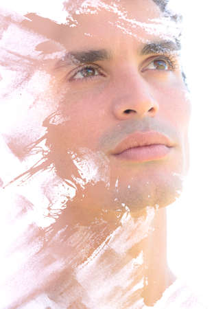 Paintography. A portrait combined with a paintingの写真素材