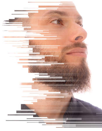 A portrait combined with a digital illustrationの写真素材