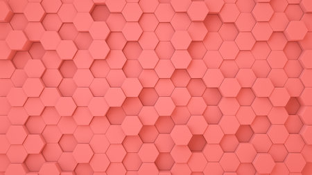 Top view of an uneven coral hexagon array patternの写真素材